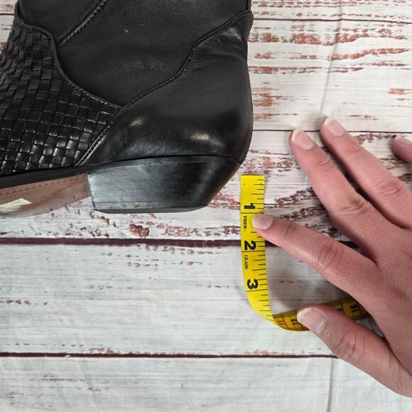Architect Black Leather Ellis Boots Size 6.5M Pull on Woven Mixed Weave Western - Picture 10 of 10